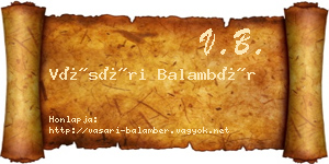 Vásári Balambér névjegykártya